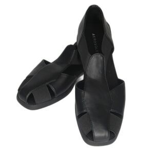 Aerosoles‎ Womens Sandals Size 8 Black Comfort Stretch Elastic Faux Leather